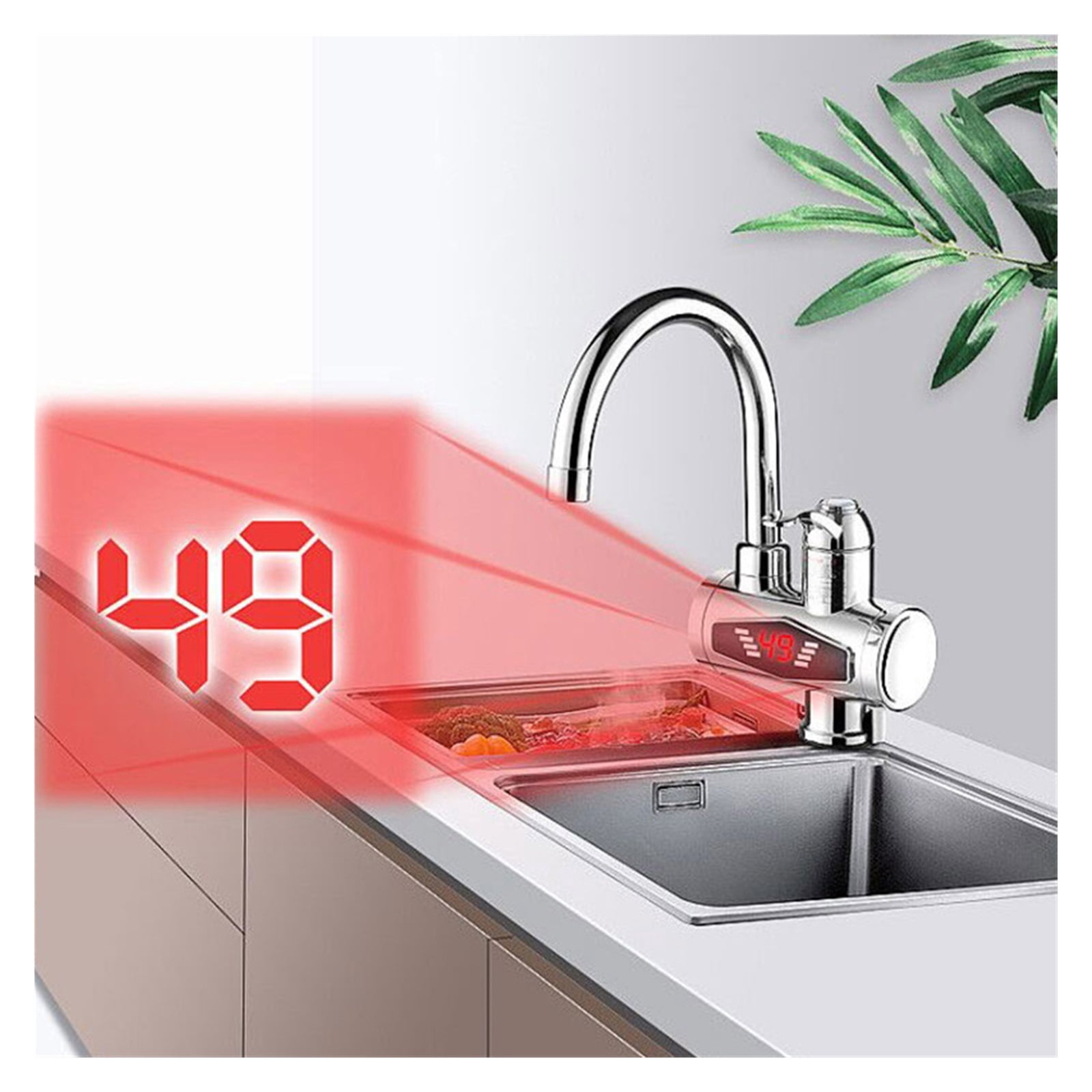 Electric Kitchen Water Heater Faucet Tap Instant Hot Water Cold Heating Faucet Tankless Water With LED Digital Display