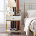 thumbnail image 6 of Leick Home Claudette 24" Solid Wood and Metal Nightstand with USB-C Charging Station, White/Gold, 6 of 18