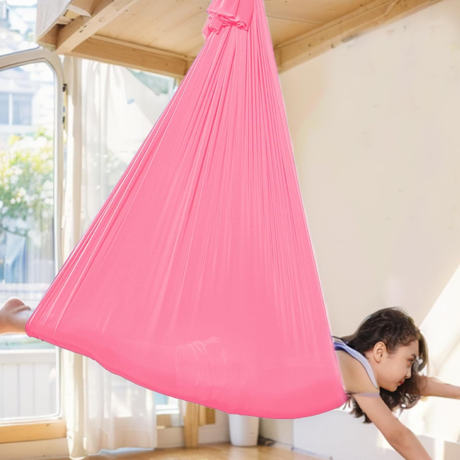 Indoor Sensory Swing for Kids : 60"×110" Autism Swing Indoor for Kids' Sensory Training Use,Sensory Swing Suitable for Children with Autism, ADHD, Sensory Impairments (Pink)