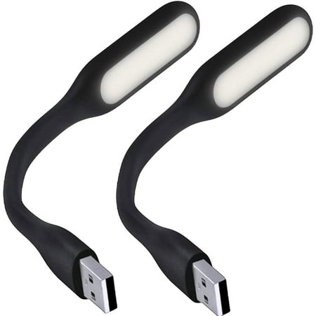 

2 Pack Portable Mini USB LED Light Warm White Computer Laptop Power Bank Black Soft Adjustable Angle