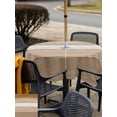 thumbnail image 4 of Outdoor Tablecloth with Umbrella Hole and Zipper, Brown Wood Grain Square Table Cloth 54x54 Inch Waterproof Tablecloth, Country Retro Wooden Plank Farmhouse Picnic Table Cover for Patio Camping, 4 of 7