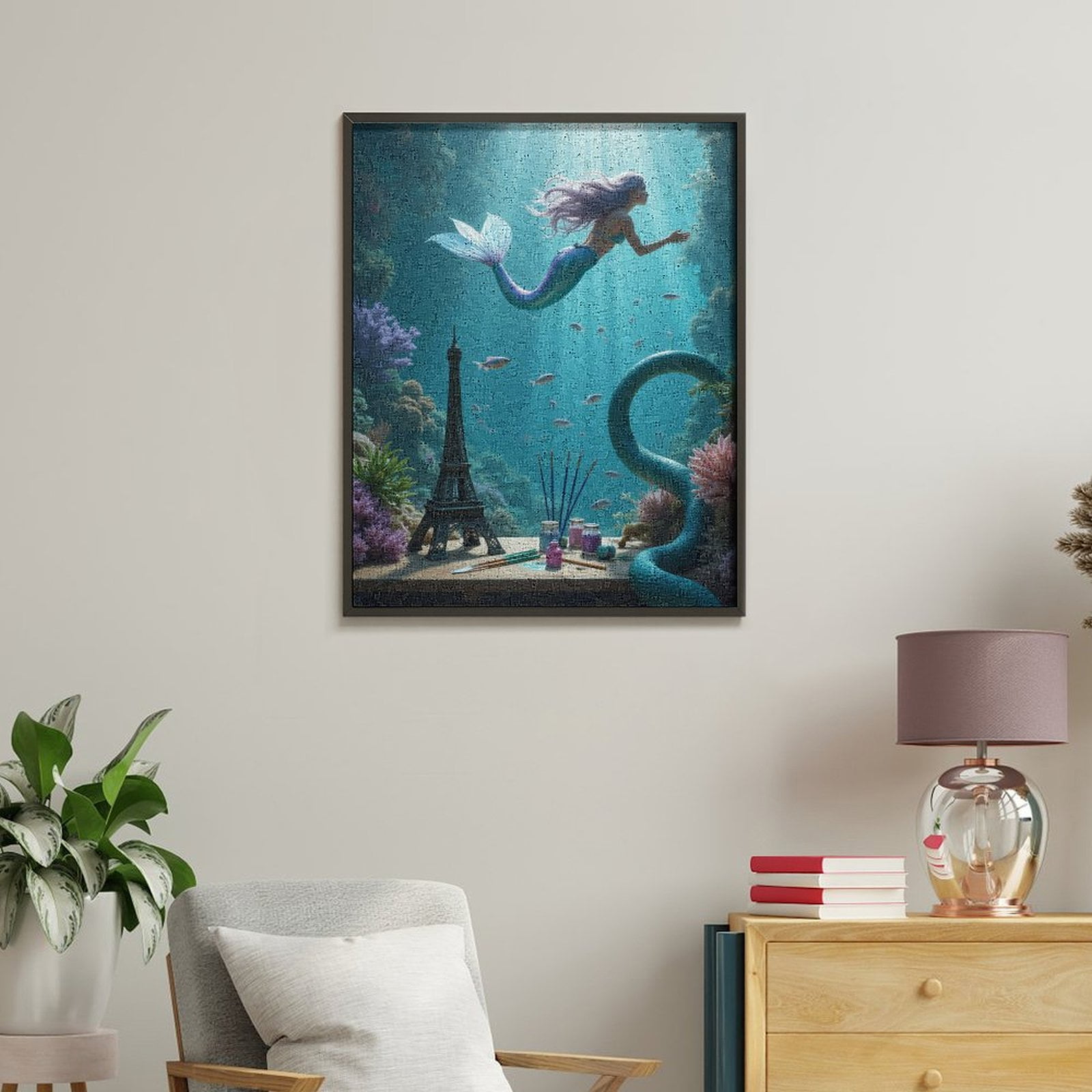 Paint By Numbers Kit for Adults Beginner - Underwater Mermaid Art Scene DIY Canvas Painting Kits for Adults, Frameless Paint By Number for Adults for Home Wall Decor 16x20 Inch