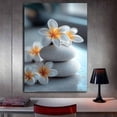 thumbnail image 3 of Mudket Framed,Canvas Wall Art,Ready to Hang,Plumeria Flower Stacked Stones Still Life Canvas Print,Botanical Wall Decor, Floral Artwork for Bathroom Bedroom Office Decor - 12"L x 8"W, 3 of 10