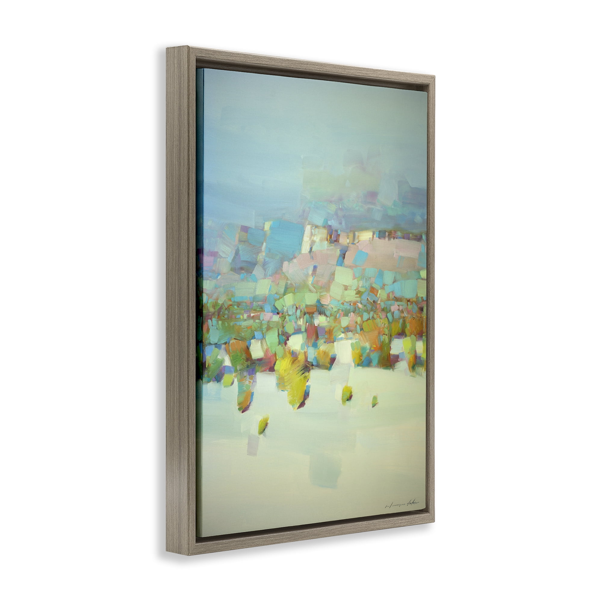 Stupell Industries Contemporary Beach Landscape Abstract Painting Brown Floater Framed Canvas Art Print Wall Art, 17 x 25