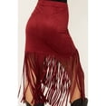 thumbnail image 4 of Idyllwind Women's Shiloh Faux Suede Asymmetrical Fringe Skirt Dark Red X-Small, 4 of 4