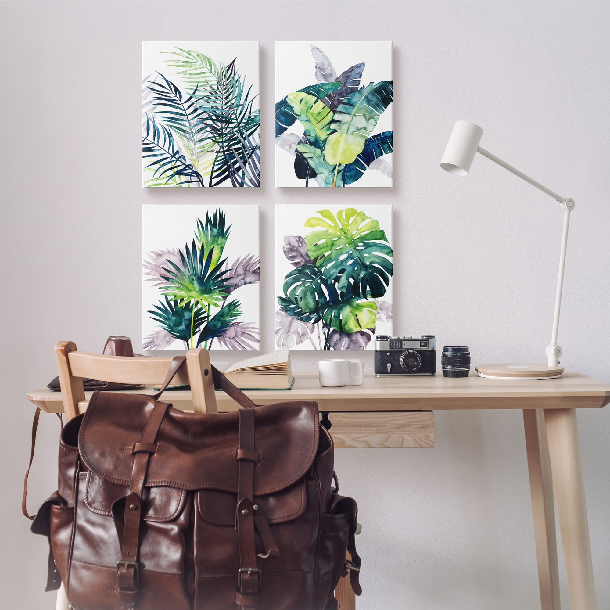 Stupell Industries Various Tropical Palm Fans Green Blue Plants Canvas Wall Art, 16 x 20, Design by Grace Popp