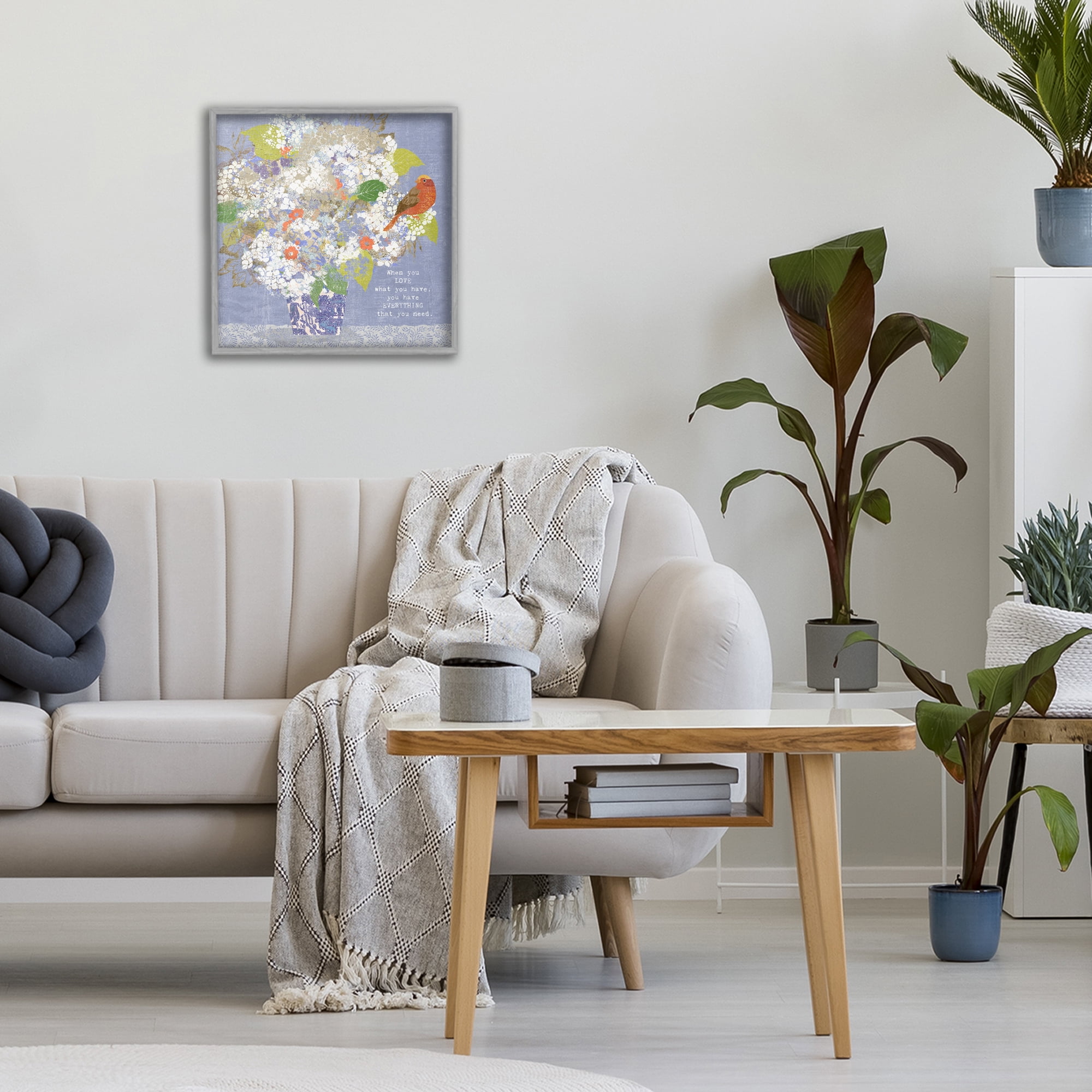 Stupell Industries Floral Inspiration On Love Gray Framed Giclee Art, design by Suzanne Nicoll