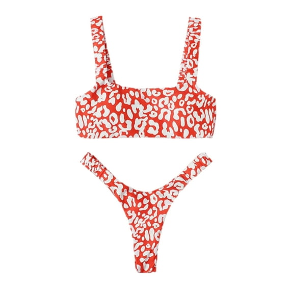 KOMOO Two-piece Bikini Sets for Women, Leopard Printed Pattern Bikinis Tops Panties Summer Swimsuit Bathing Suit for Women