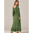 thumbnail image 4 of DARING DIVA Scoop Neck Smocked Tiered Maxi Dress S Army Green, 4 of 6