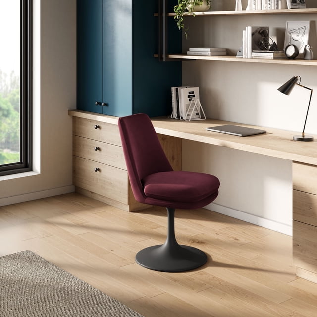 Modway Chaise de Salle à Manger Pivotante en Velours Performance Lippa en Mûrier Noir