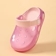 thumbnail image 4 of Lusa Kids Solid Color Transparent Slippers with Holes Casual Thick-Soled Non- Summer Beach Sandals Comfortable Soft Sole Cool Shoes for Warm Weather Outdoor Play Wear Pink 2.5-3 Years, 4 of 8