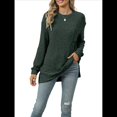 thumbnail image 2 of Camisa de Larga para Mujer, Suéter de Otoño, Túnica Informal, Top Holgado con Bolsillos. Verde L, 2 of 10