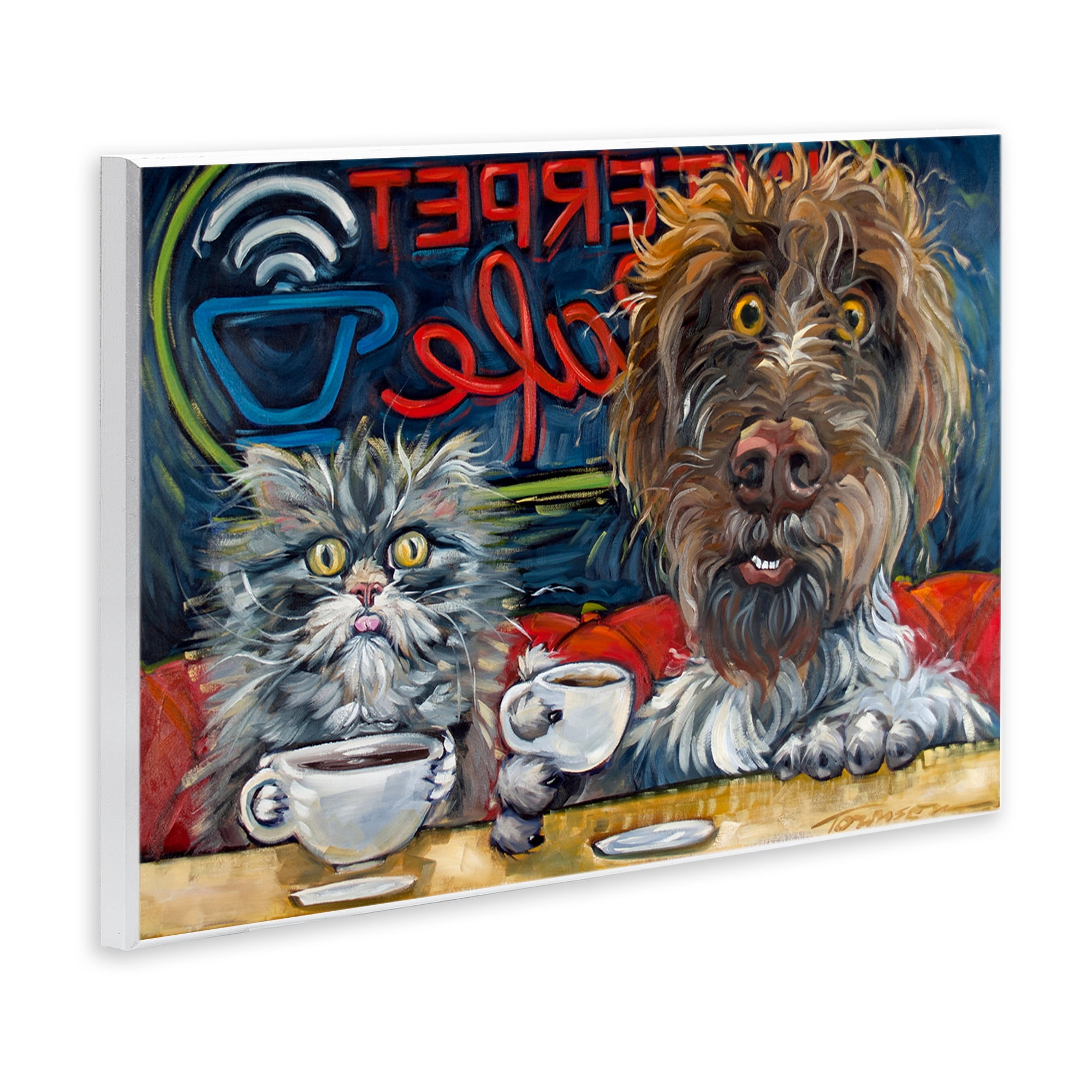 Stupell Industries Pets Wired At The Cafe Wall Plaque Art, design by CR Townsend
