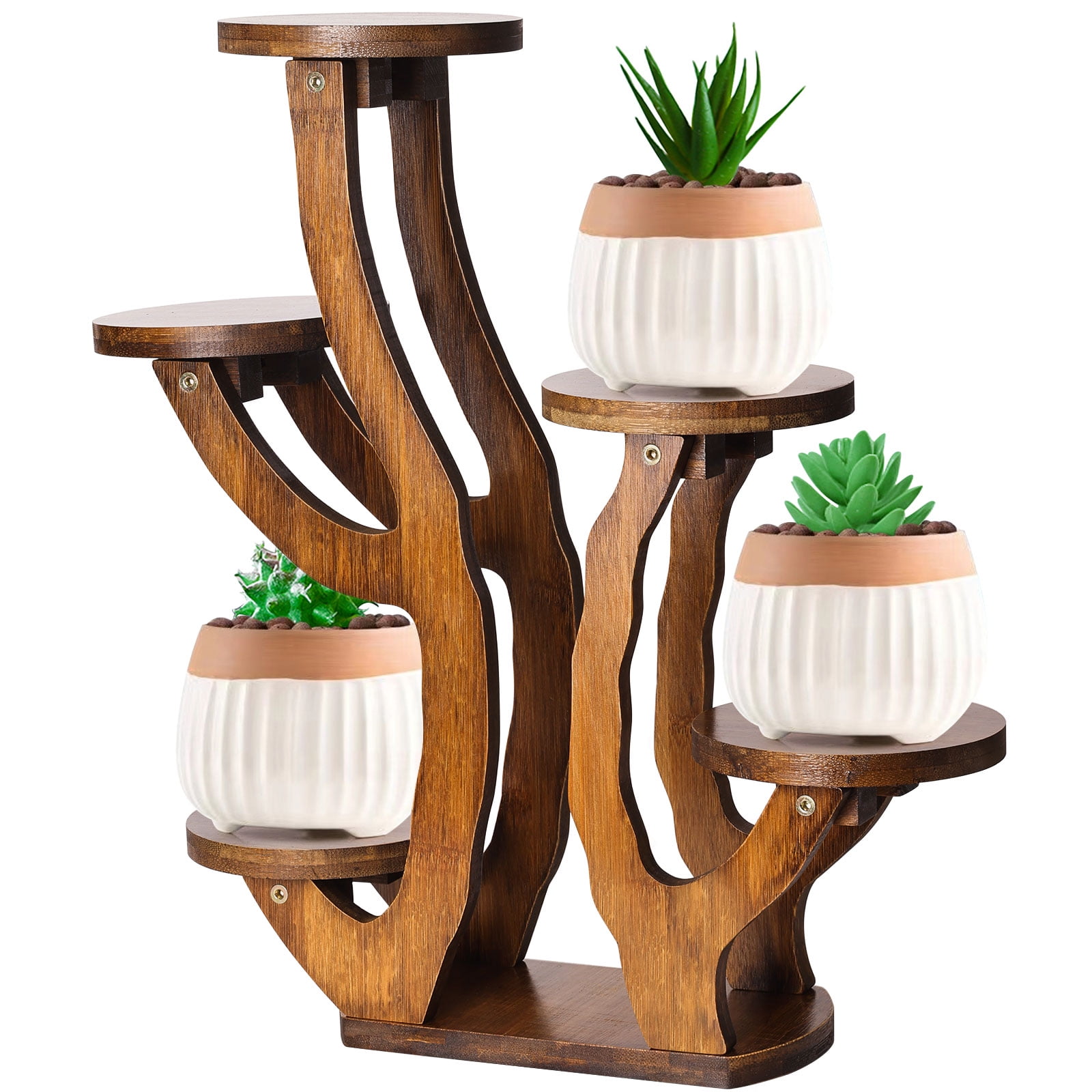 XXXFLOWER 5 Tiered Plant Stand Bamboo Mini Succulent Windowsill Shelf
