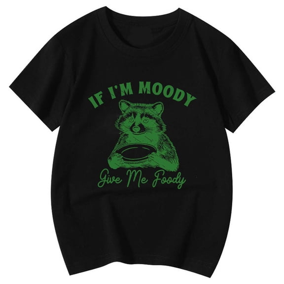 Hienoo Cute Shirt For Girls Funny Raccoon If I'm Give Me Foody Animal Short Sleeve Tee