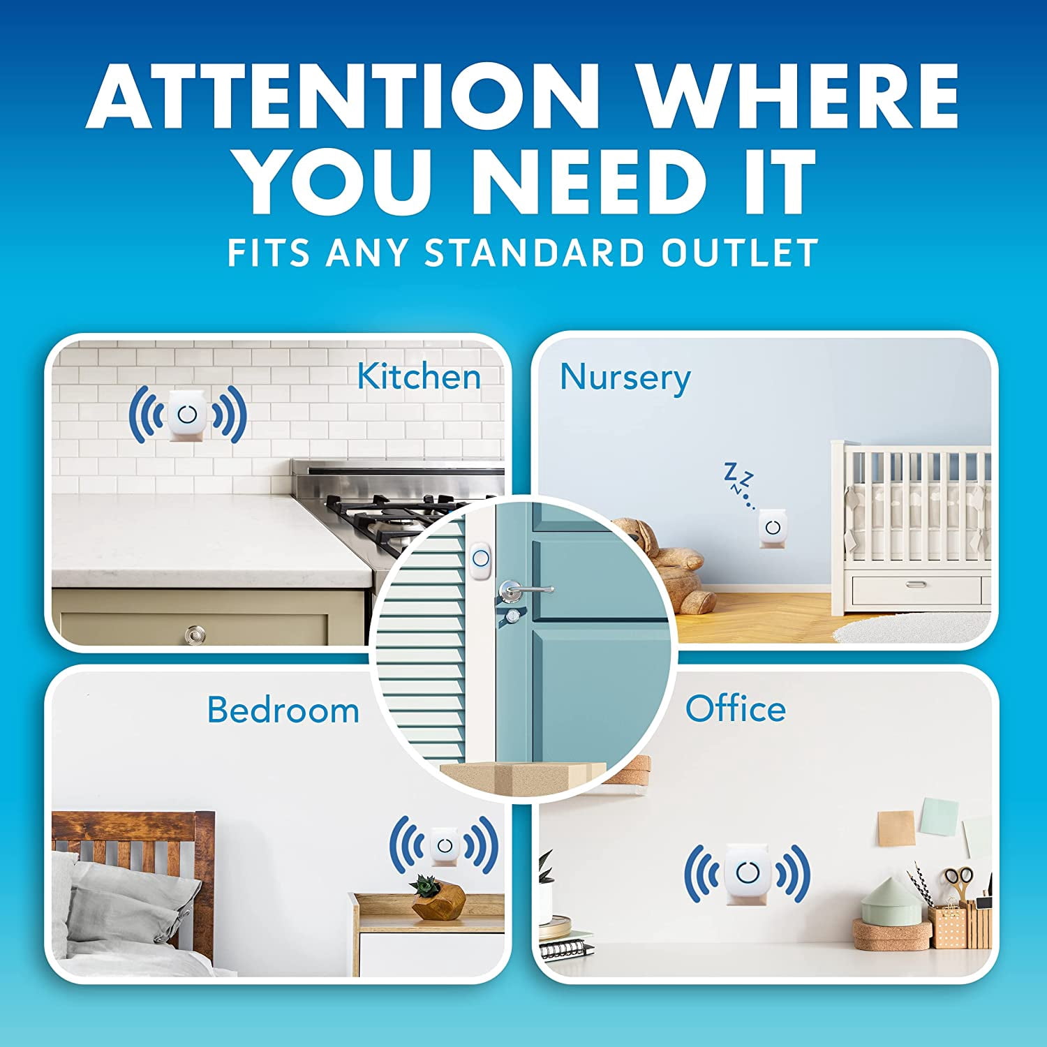 SadoTech Wireless Doorbells - 1 Door Bell Ringer & 2 Plug-In Chime Receiver