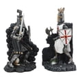 thumbnail image 2 of Ebros Black And White Medieval Crusader Knight Bookends Statue 7.5"Tall Set Suit Of Armor Swordsman Knights Of The Cross Age Of Kings Decorative Bookends Sculpture, 2 of 6