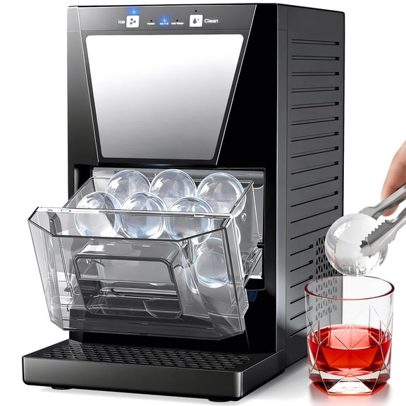 Ecojoy Ice Ball Maker, 2-Inch Clear Sphere Ice Maker, 100 PCS/Day Automatic Cleaning, Slow Melting Ice, Double Insulation, Countertop Design, Whiskey & Cocktails