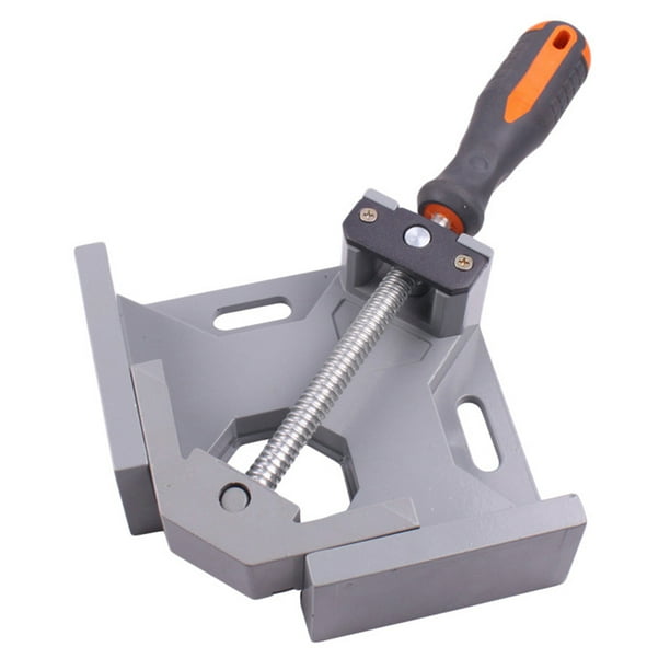 2 Axis Fixture Vise Single Handle 90 Degree Angle Clamp Aluminum Alloy Corner Vise for Woodwork Photo Frame Fish Tank Grey