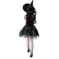 thumbnail image 5 of FYEGRE Gothic Witch Attire Long Sleeve Flared Dress With Lace Up Detail For Halloween And Themed Party Events Black One Size, 5 of 8
