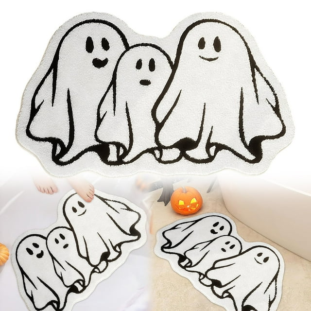 HANDIED Polyester carpet Gothic Bat Pumpkin Mat Halloween Bathroom Rug Non Water Absorbent Shower Rug For Bathroom Kitchen Porch Holiday Decor
