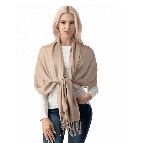 Luxurious Women's Pashmina Shawl in Beige - Soft adn Elegant