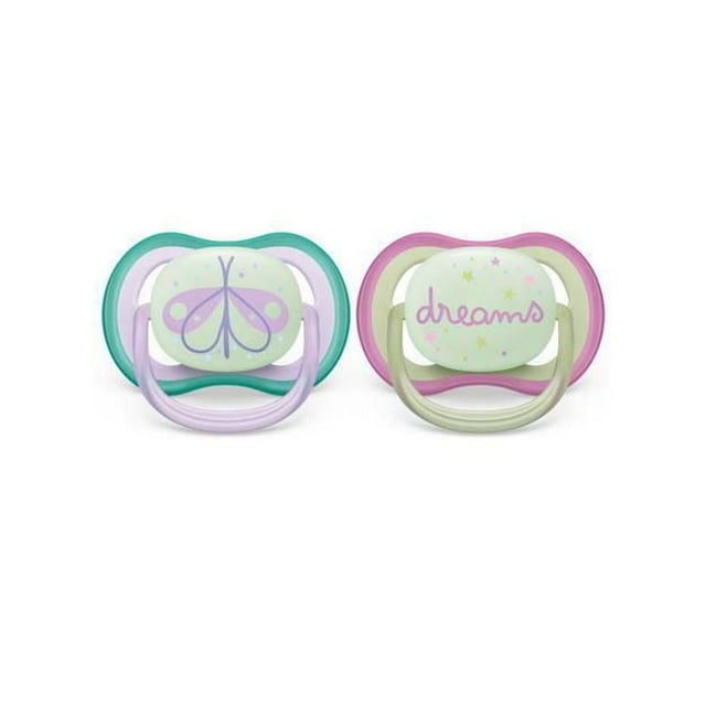 Sucette Philips Avent Ultra Air 0-6 mois, Lilas libellule / Rêves, lot de 2, SCF376/19