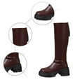 thumbnail image 6 of Aihuaihua Womens Knee High Boots,Combat Boots Low Heel Side Zipper Leather Boots Heel Pointed Toe Boots Fashion Winter Riding Boot Black/Brown Boots, 6 of 10