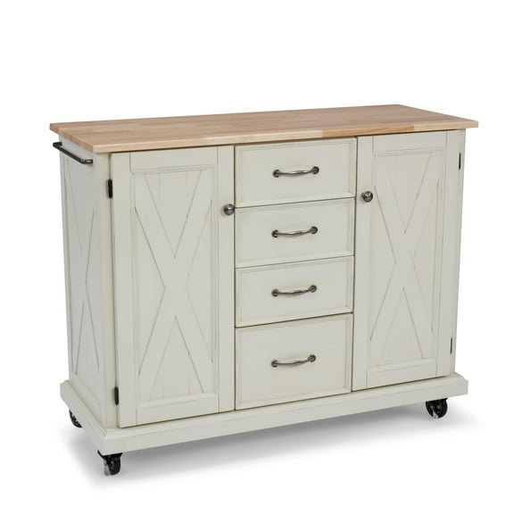 Homestyles Seaside Lodge Wood Kitchen Cart in Off White
