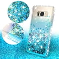 thumbnail image 2 of Compatible for Samsung Galaxy S8 Plus Case, with [Temper Glass Screen Protector] SOGA Diamond Glitter Liquid Quicksand Cover Cute Girl Women Phone Case [Clear/Teal], 2 of 5