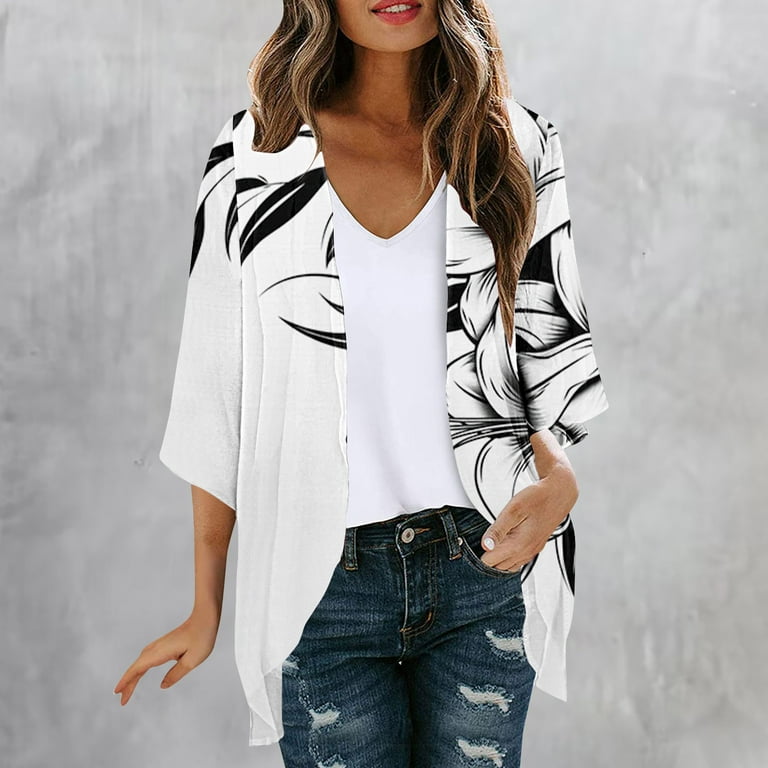 Cute Cardigan, 3/4 Sleeve Kimonos Cardigan for Women Swimsuit Cover Ups  Casual Loose Open Front Cardigans Boho Summer Tops Swimwear Multicolor 3XL  - Walmart.com