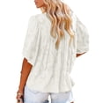 thumbnail image 4 of hirigin Women's Casual Blouse Bell Sleeve V-Neck Flower Texture Button-Down Loose Ruffle Shirt for Ladies, 4 of 5