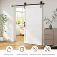 thumbnail image 4 of 42" x 84" White Sliding Barn Door with 7FT Hardware Kit, Waterproof PVC-Coated MDF & Pine Wood, Space-Saving Industrial Style for Kitchen, Bathroom, Bedroom and Laundry Room, 4 of 7