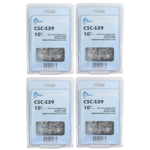 4-Pack 10-Inch Chainsaw Chain Replacement for Poulan PLN1510 - (10", 3/8", .050", 39 Drive Links)