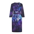 thumbnail image 4 of Yuyamidu Wolf Long Bath Robe for Women Galaxy Spa Bathrobes for Girls Party Nightgowns Polyester Pajamas Sleepwear Size L Lightweight Mid-Length Night Robe with Waist Belt, 4 of 7