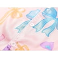 thumbnail image 3 of Beezizac Satin Pajamas for Girls - Cute Yellow Silky Short-Sleeved Set with Colorful Bow Prints Size 16, 3 of 7