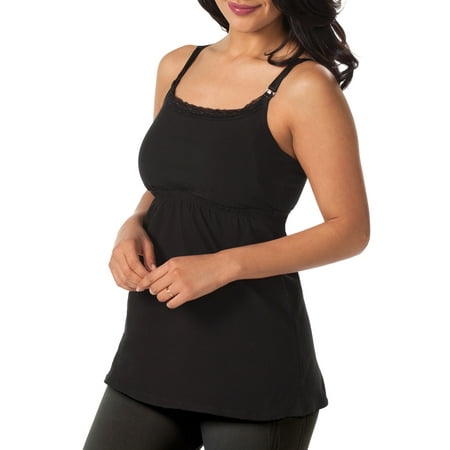 Maternity Babydoll Nursing Tank with Lace Trim and Full Sling