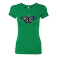 thumbnail image 2 of Colorful Rainbow Patterned Butterfly Animal Lover Womens Slim Fit Junior Tee, Kelly, 2XL, 2 of 3
