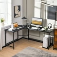 thumbnail image 2 of Patiojoy L-Shaped Desk with Power Outlet 66" Computer Corner Desk with CPU Stand & Heavy-duty Metal Frame Black, 2 of 9