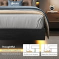 thumbnail image 3 of Honfach Floating twin Size Bed Frame with LED Lights & Charging Station, Platform Bed with Wooden Storage Headboard, Black., 3 of 9