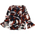 thumbnail image 1 of Blusa de punto con volantes para mujer bar III naranja XX-Small, 1 of 2