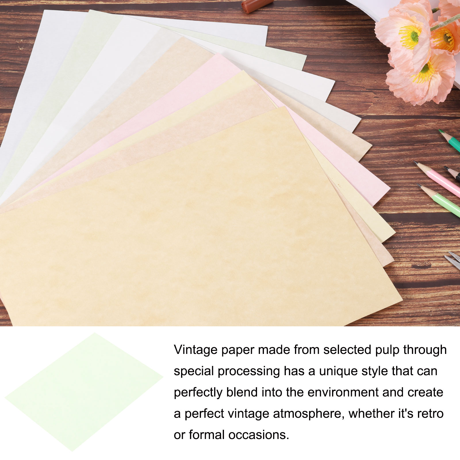Uxcell Parchment Paper Aged Look Stationery Vintage Paper Sheet for Certificate Invitation Envelope Light Green 12 x 12 Inch