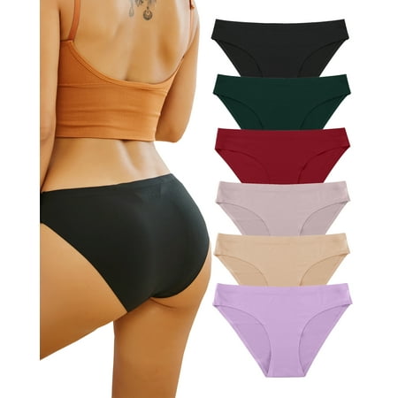 

FINETOO Bikini Underwears Women’s No Show Seamless Panties Invisibles Briefs Soft Stretch Hipster Underwear XS-XL 6 Pack