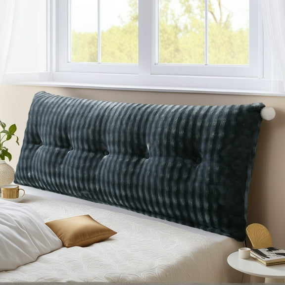 Eurhowing Bed Rest Pillow for Reading, 59"×17.7"×7.9" Plush Thicken Wedge Pillow Bed Gap Filler, Back Pain Relief Lounge Pillow with Removable Washable Cover, Dark Gray