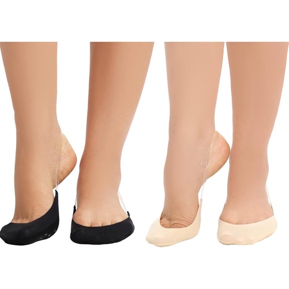 6 Pairs Toe Topper Liner Socks for Women Ultra Low Cut No Show Half Socks with Sling Back for Heels Dress Shoes