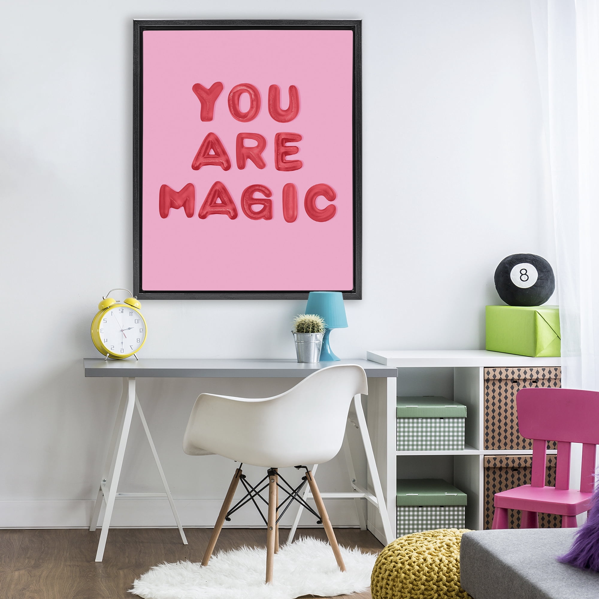 Stupell Industries You Are Magic Red & Pink Black Framed Floater Canvas Wall Art, design by LISH Creative