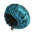 thumbnail image 3 of Women's Satin Sleep Cap, Double Layer Silky Fabric with Adjustable Back Buttons, Hair Protection Bonnet for Nighttime, Preventing Frizz and Breakage Turquoise, 3 of 4