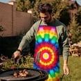 thumbnail image 4 of Rainbow Tie Dye Circular Pattern Apron-Garden Aprons for Women with Pockets-Cotton Linen Waterproof Kitchen Cooking Gardening Aprons Adjustable for Kitchen,Cooking,BBQ and Salon 33x27 Inch, 4 of 7