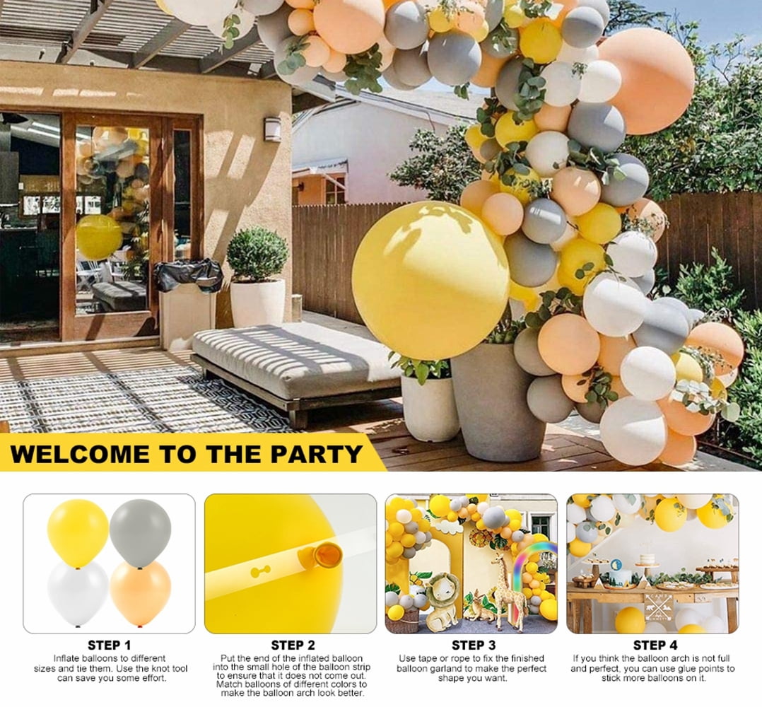 YANSION DIY Balloon Arch Kit Blush Gray Lemon Yellow Balloon Garland Kit, Blush, Lemon Yellow and Gray Balloons Party Decorations for Baby Shower, Bridal Shower, Birthday, Wedding, Grad, Fall Party