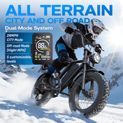 Electric Bike for Adults 1500W Peak All-Terrain Electric Dirt Bike with 20 Fat Tire, 70 Miles 28/31MPH Top Speed Ebike for Sand Mountain Snow, 48V 18AH Removable Battery Electric Motorcycle